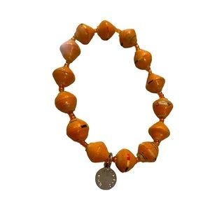 Vintage Bead For Life Made in Uganda Orange Paper Bead Bracelet